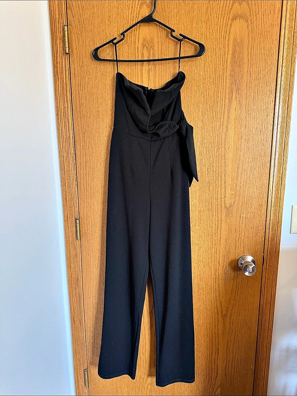 Francesca Won a Heart Black Strapless Wide Leg Jumpsuit